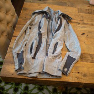 Heathered Gray Herringbone Lululemon Hooded Jacket